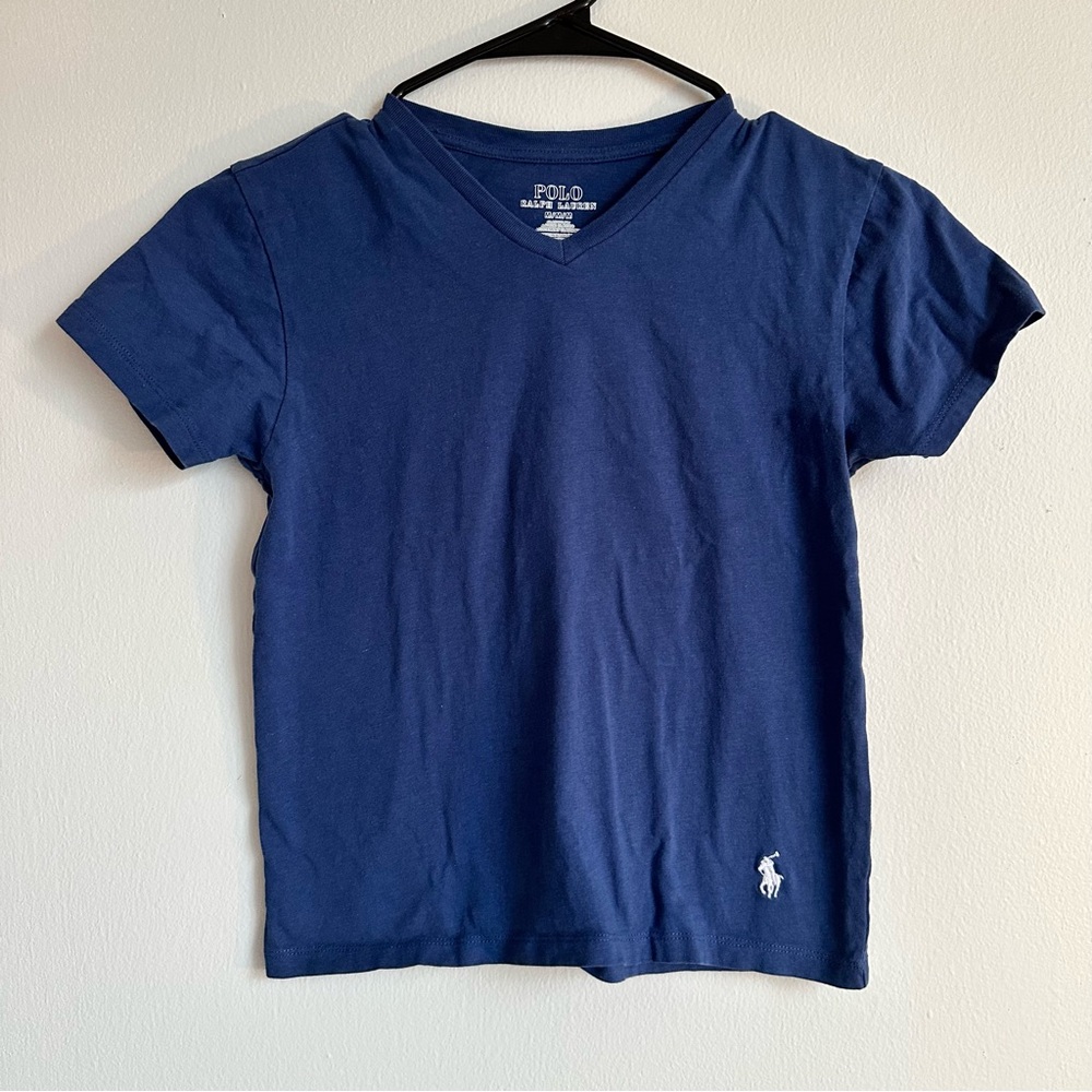 Polo Ralph Lauren Shirt Boy’s Blue Embroidered Logo Slim Fit Short Sleeve size M